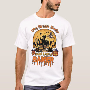 Broom Broke Baker Halloween Witch Chef Pumpkin_1 T-Shirt