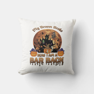 Broom Broke Bar Back Halloween Haunted House Witch Cushion