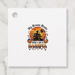 Broom Broke Barista Halloween Witch Coffee Pumpkin Favour Tags