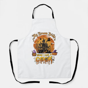 Broom Broke Cook Halloween Haunted House Cauldron  Apron