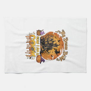Broom Broke Cook Halloween Haunted House Cauldron  Tea Towel