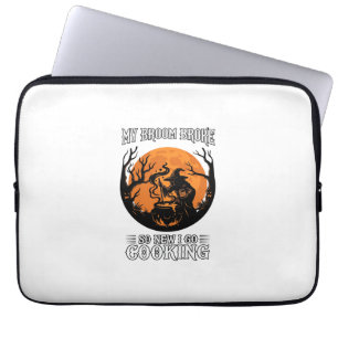 Broom Broke Cooking Witch Cauldron Full Moon Laptop Sleeve