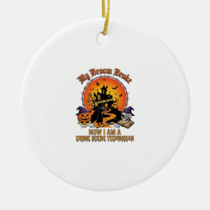 Broom Broke Crime Scene Technician Halloween Witch Ceramic Ornament