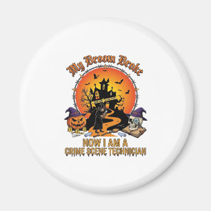 Broom Broke Crime Scene Technician Halloween Witch Magnet