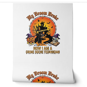 Broom Broke Crime Scene Technician Halloween Witch Wallpaper