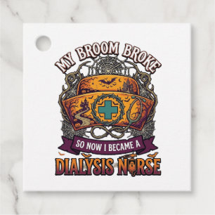 Broom Broke Dialysis Nurse Halloween Cap Stethosco Favour Tags