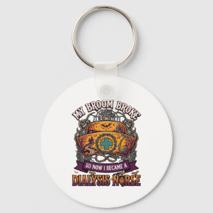 Broom Broke Dialysis Nurse Halloween Cap Stethosco Key Ring
