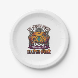 Broom Broke Dialysis Nurse Halloween Cap Stethosco Paper Plate