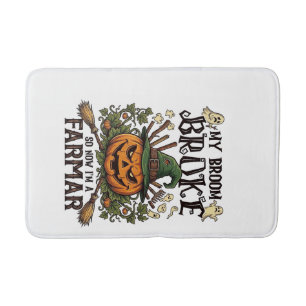 Broom Broke Farmar Halloween Pumpkin Witch Hat Gho Bath Mat