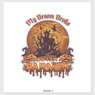 Broom Broke Farmer Halloween Witch Haunted House P
