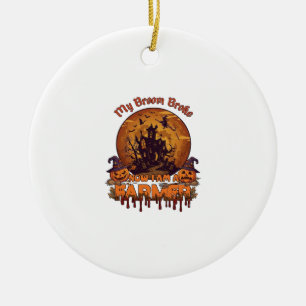 Broom Broke Farmer Halloween Witch Haunted House P Ceramic Ornament