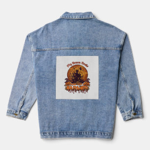 Broom Broke Farmer Halloween Witch Haunted House P Denim Jacket