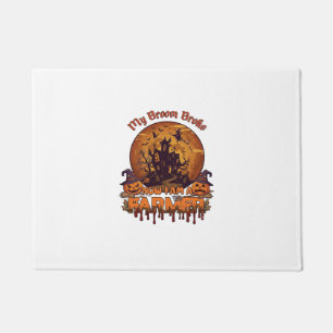 Broom Broke Farmer Halloween Witch Haunted House P Doormat