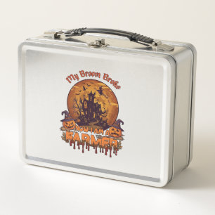 Broom Broke Farmer Halloween Witch Haunted House P Metal Lunch Box
