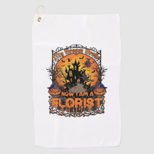 Broom Broke Florist Halloween Witch Pumpkin Haunte Golf Towel