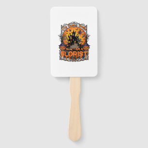 Broom Broke Florist Halloween Witch Pumpkin Haunte Hand Fan