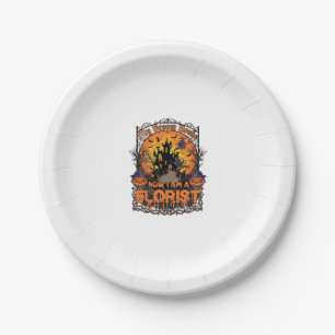 Broom Broke Florist Halloween Witch Pumpkin Haunte Paper Plate