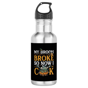 Broom Broke Halloween Cauldron Skulls Black Cat_1 532 Ml Water Bottle