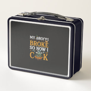 Broom Broke Halloween Cauldron Skulls Black Cat_1 Metal Lunch Box