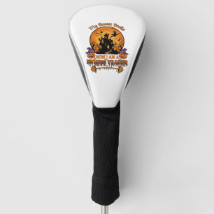 Broom Broke Halloween Fitness Trainer Witch Pumpki Golf Head Cover