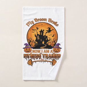 Broom Broke Halloween Fitness Trainer Witch Pumpki Hand Towel