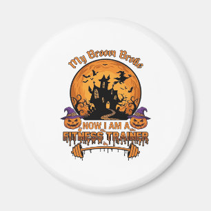 Broom Broke Halloween Fitness Trainer Witch Pumpki Magnet
