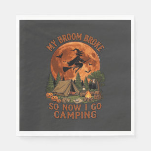 Broom Broke Halloween Witch Camping Tent Campfire Napkin