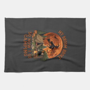 Broom Broke Halloween Witch Camping Tent Campfire  Tea Towel