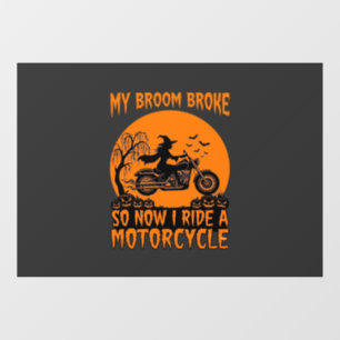Broom Broke Halloween Witch Motorcycle Bats Pumpki