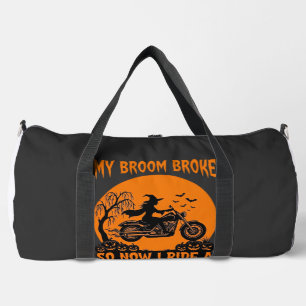 Broom Broke Halloween Witch Motorcycle Bats Pumpki Duffle Bag