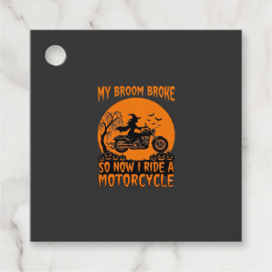Broom Broke Halloween Witch Motorcycle Bats Pumpki Favour Tags