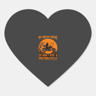 Broom Broke Halloween Witch Motorcycle Bats Pumpki Heart Sticker