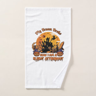 Broom Broke Now Am Flight Attendant Halloween_1 Hand Towel