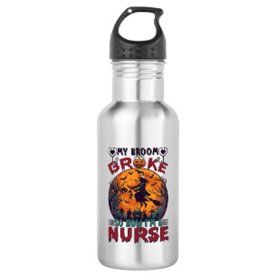 Broom Broke Nurse Halloween Witch Full Moon Bats_1 532 Ml Water Bottle