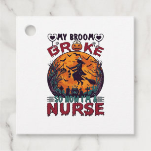 Broom Broke Nurse Halloween Witch Full Moon Bats_1 Favour Tags