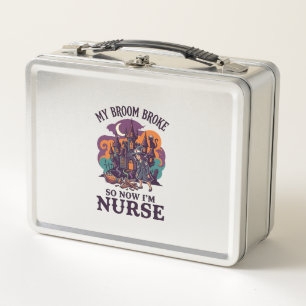 Broom Broke Nurse Halloween Witch Haunted House_1 Metal Lunch Box