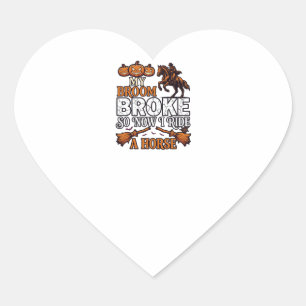 Broom Broke Ride Horse Pumpkin Cowboy Bats Heart Sticker