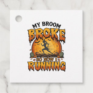 Broom Broke So Now Running Halloween Witch Moon_1 Favour Tags