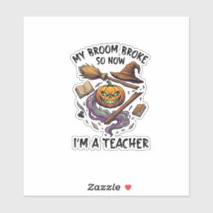 Broom Broke Teacher Halloween Pumpkin Witch Hat Bo