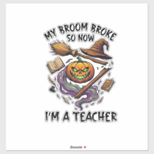 Broom Broke Teacher Halloween Pumpkin Witch Hat Bo