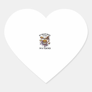 Broom Broke Teacher Halloween Pumpkin Witch Hat Bo Heart Sticker
