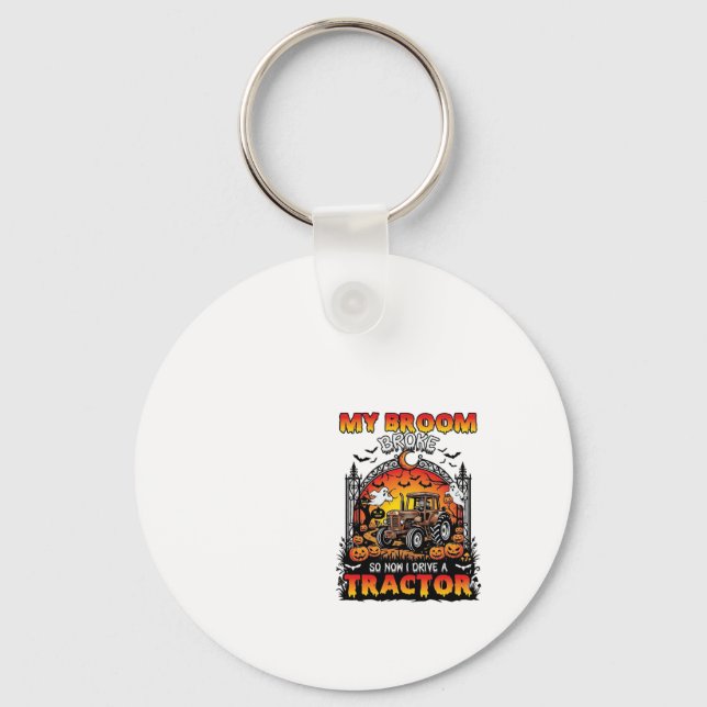 Broom Broke Tractor Halloween Witch Ghosts_1 Key Ring (Front)