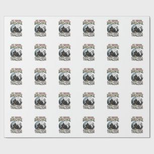 Broom Broke Tractor Pumpkin Haunted House Moon Wrapping Paper