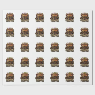 Broom Broke Tractor Pumpkin Moon Wrapping Paper
