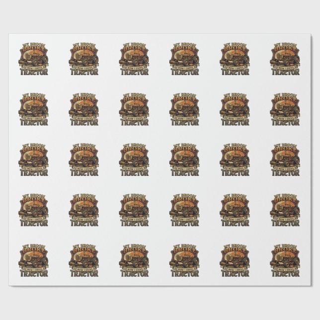 Broom Broke Tractor Pumpkin Moon Wrapping Paper (Flat)
