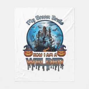 Broom Broke Welder Witch Factory Pumpkins Hallowee Fleece Blanket
