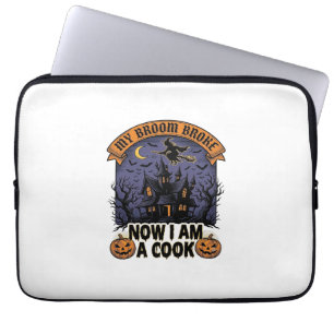 Broom Broke Witch Halloween Cook Pun_1 Laptop Sleeve