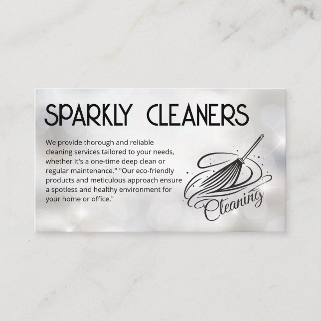 Broom Cleaning Logo | Sparkles | House Keeper Business Card (Front)