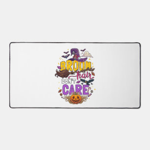 Broom Hair Dont Care Halloween Witch Hat Pumpkin C Desk Mat