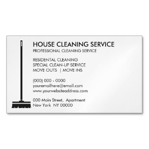 Broom Janitorial Cleaner Simple Maid Magnetic Business Card